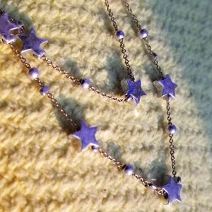 Starry Skies Goldtone Necklace with Silvertone Stars